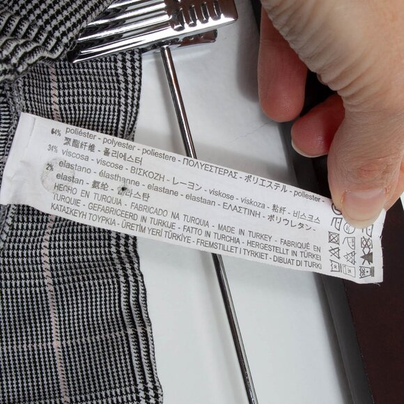 Zara Side Stripe Black White Plaid Cropped Trouser Pants Womens Size Medium - Picture 9 of 9